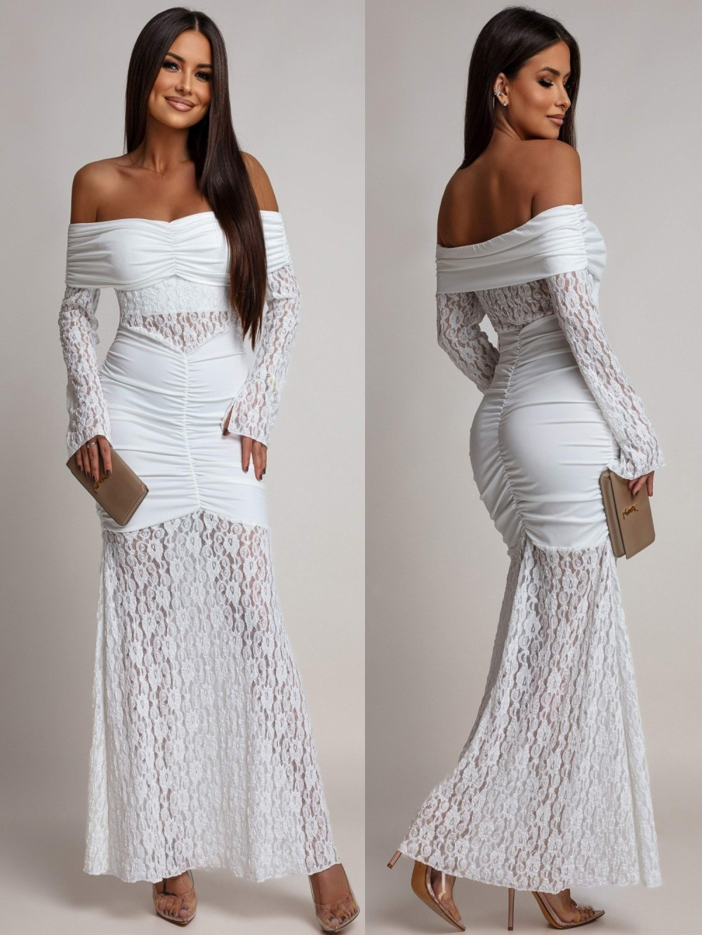 SUKIENKA MAXI HISZPANKA Z KORONKĄ Hannah biała