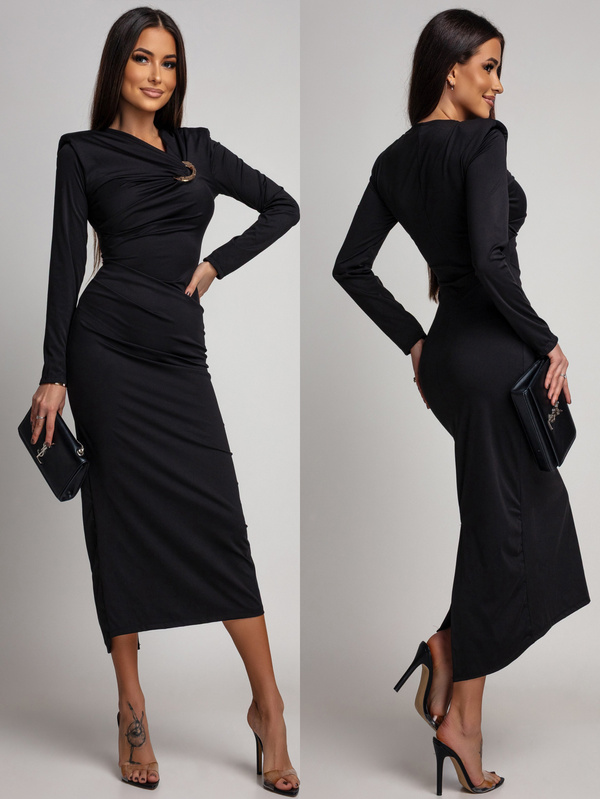 ELEGANCKA SUKIENKA MAXI ZE ZDOBIENIEM Daisy czarna