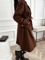 Klasyczne Wiązany Płaszcz Damski Coco - czekoladowy