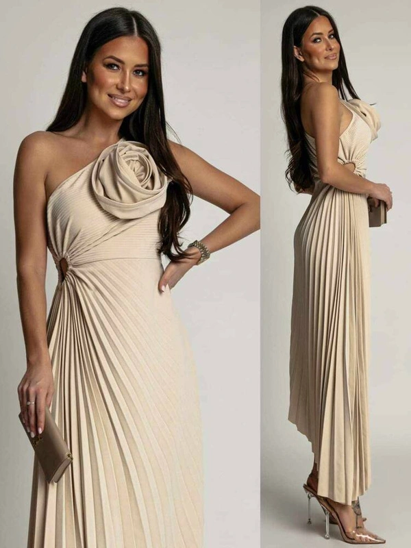 SUKIENKA PLISOWANA NA JEDNO RAMIĘ Rosalia- beżowy