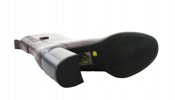 Botki damskie  skórzane na obcasie ocieplane  brązowe