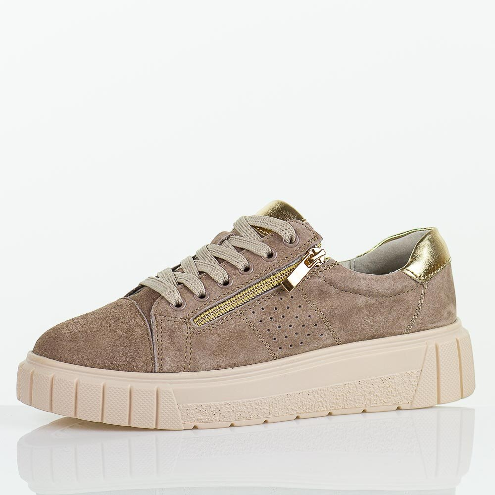 Beżowe skórzane półbuty damskie Cambell 