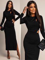 ELEGANCKA SUKIENKA MAXI Z WYCIĘCIEM ADA  czarna