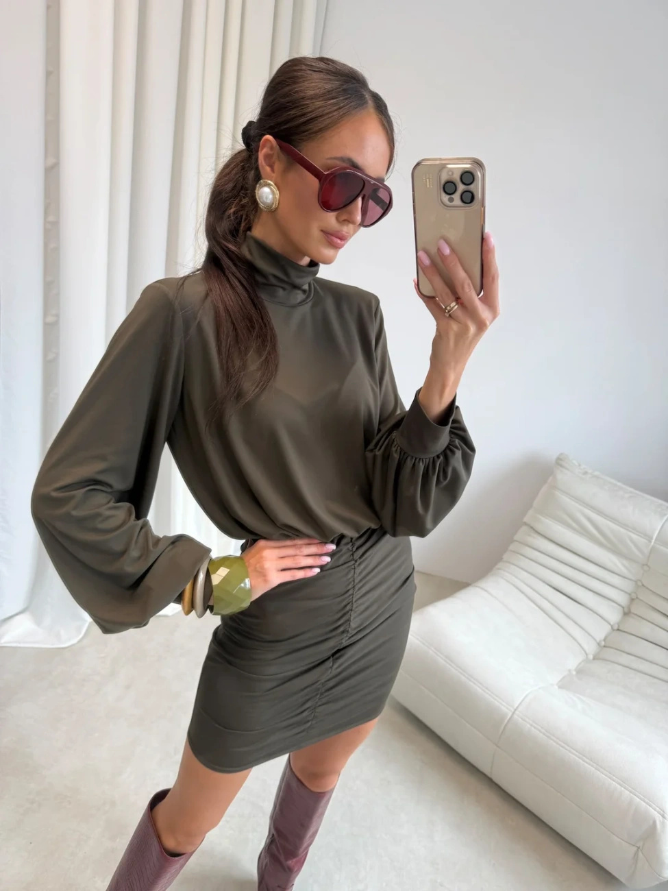 SUKIENKA MINI ESTELLA KHAKI