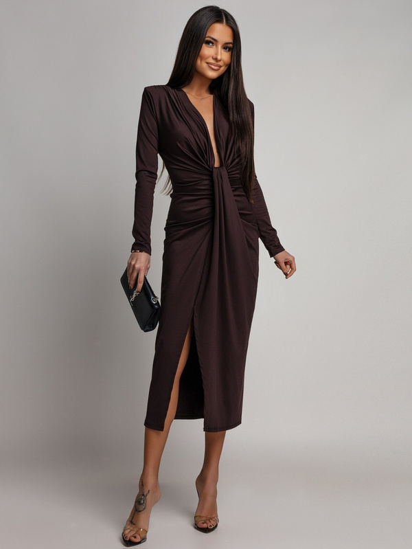 DOPASOWANA SUKIENKA Midi Julia czekoladowa