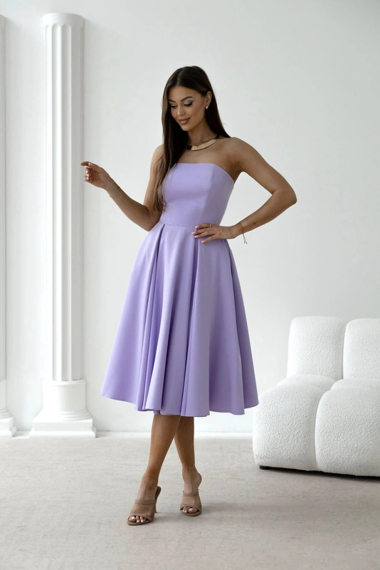 Elegancka gorsetowa midi Sukienka Anabel lila