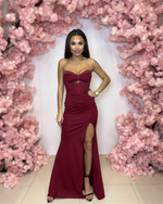 Elegancka Sukienka gorsetowa  maxi Lucinda bordowa