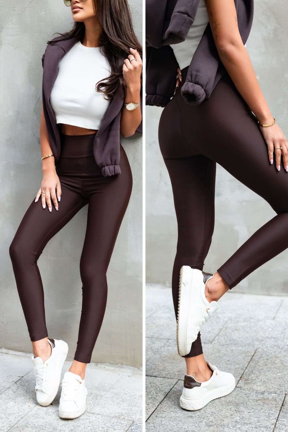 Czekoladowe Klasyczne Legginsy Push-up Naomar