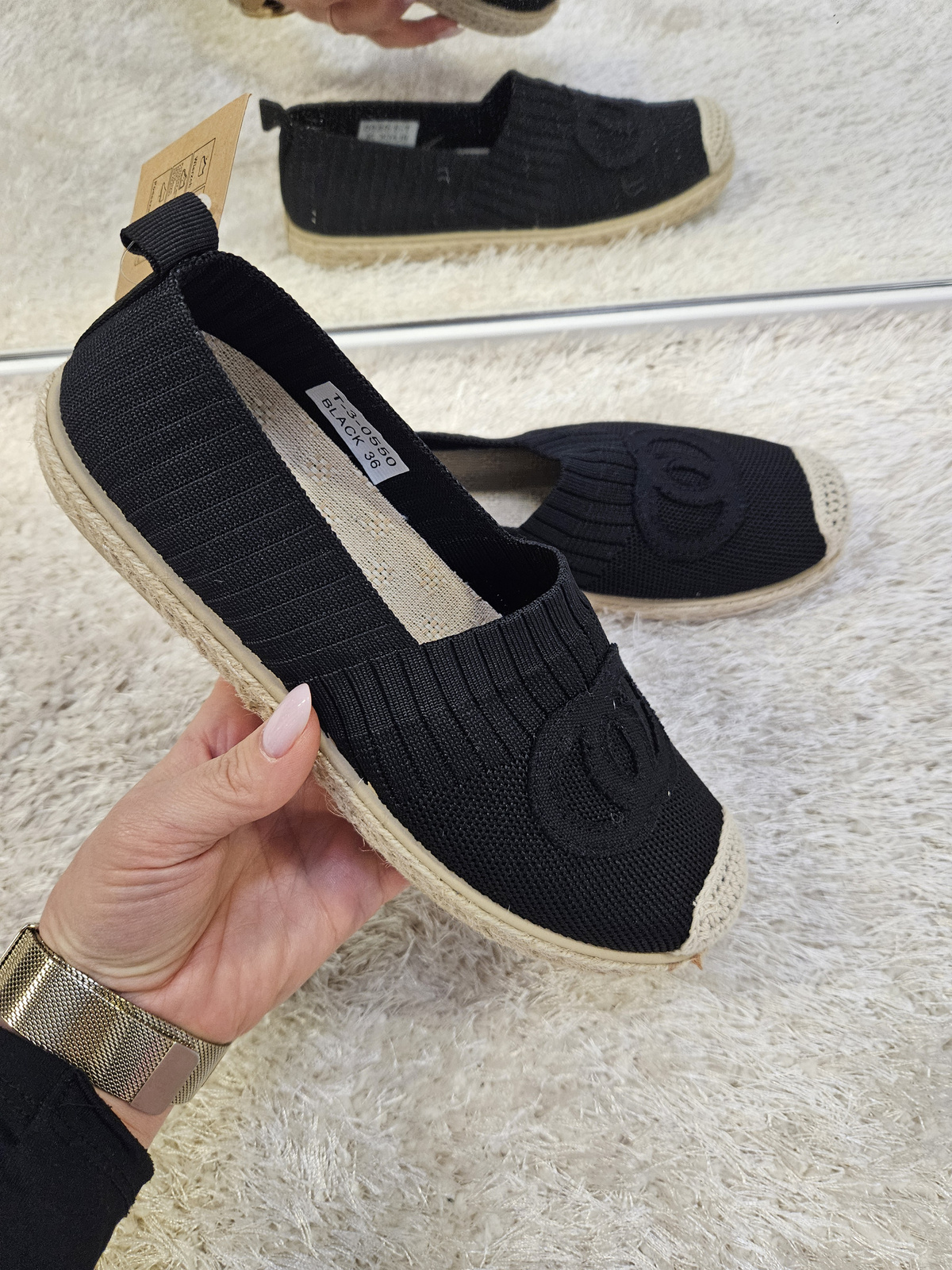 Damskie espadryle płaski obcas czarne 