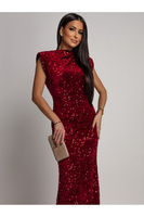 Elegancka Maxi Sukienka cekinowa Cavessa  bordowy