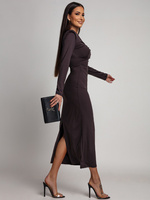 ELEGANCKA SUKIENKA MAXI  ZE ZDOBIENIEM Daisy  czekoladowa