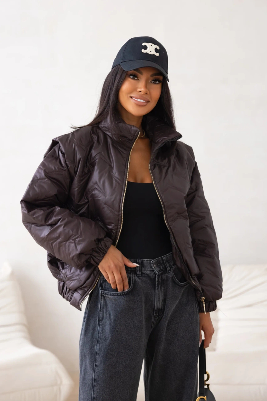 Kurtka pikowana oversize Camila czekoladowa