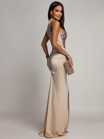 ELEGANCKA SUKIENKA MAXI Z CEKINAMI Iman  Złota