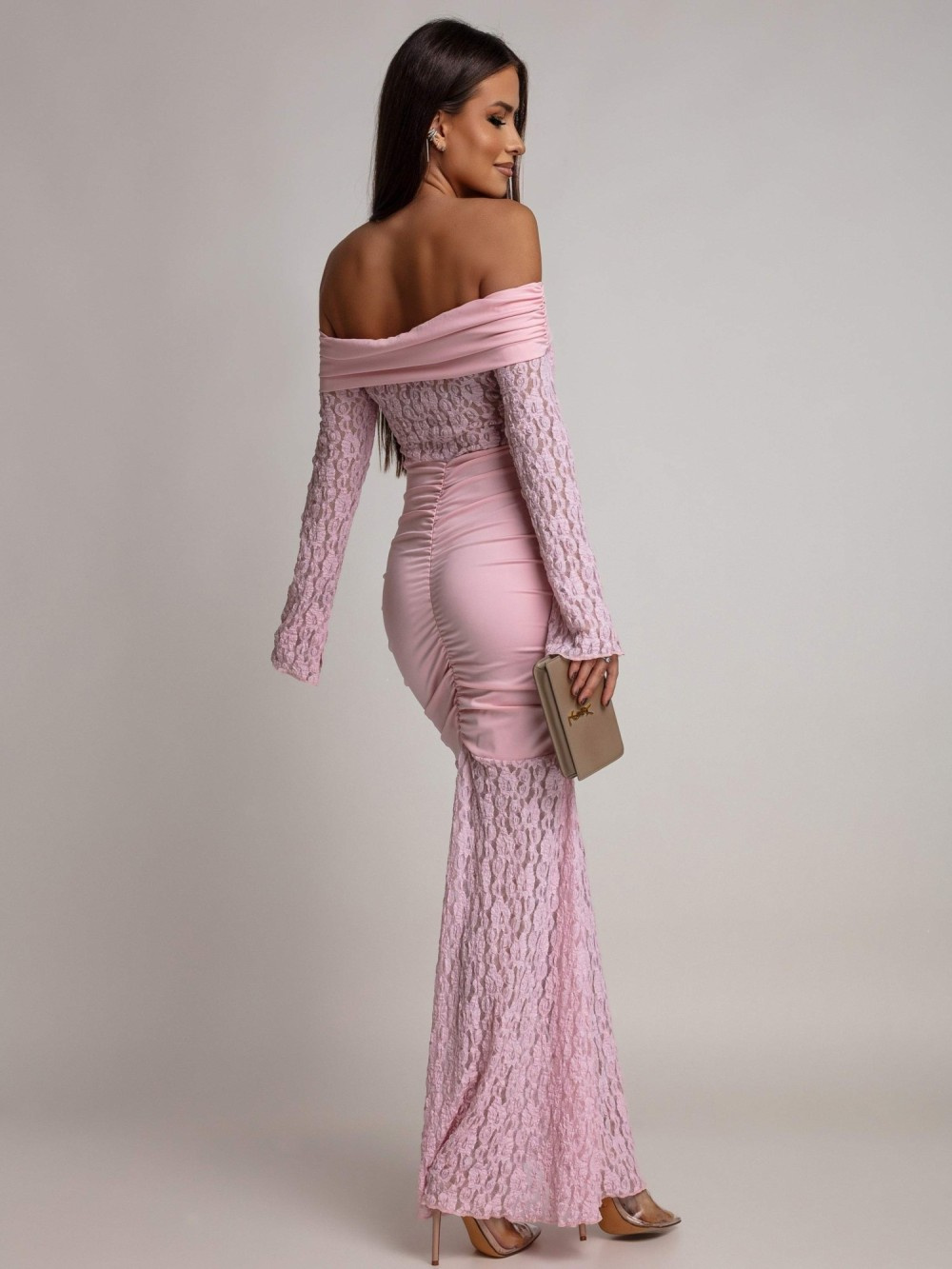 SUKIENKA MAXI HISZPANKA Z KORONKĄ Hannah rożowa