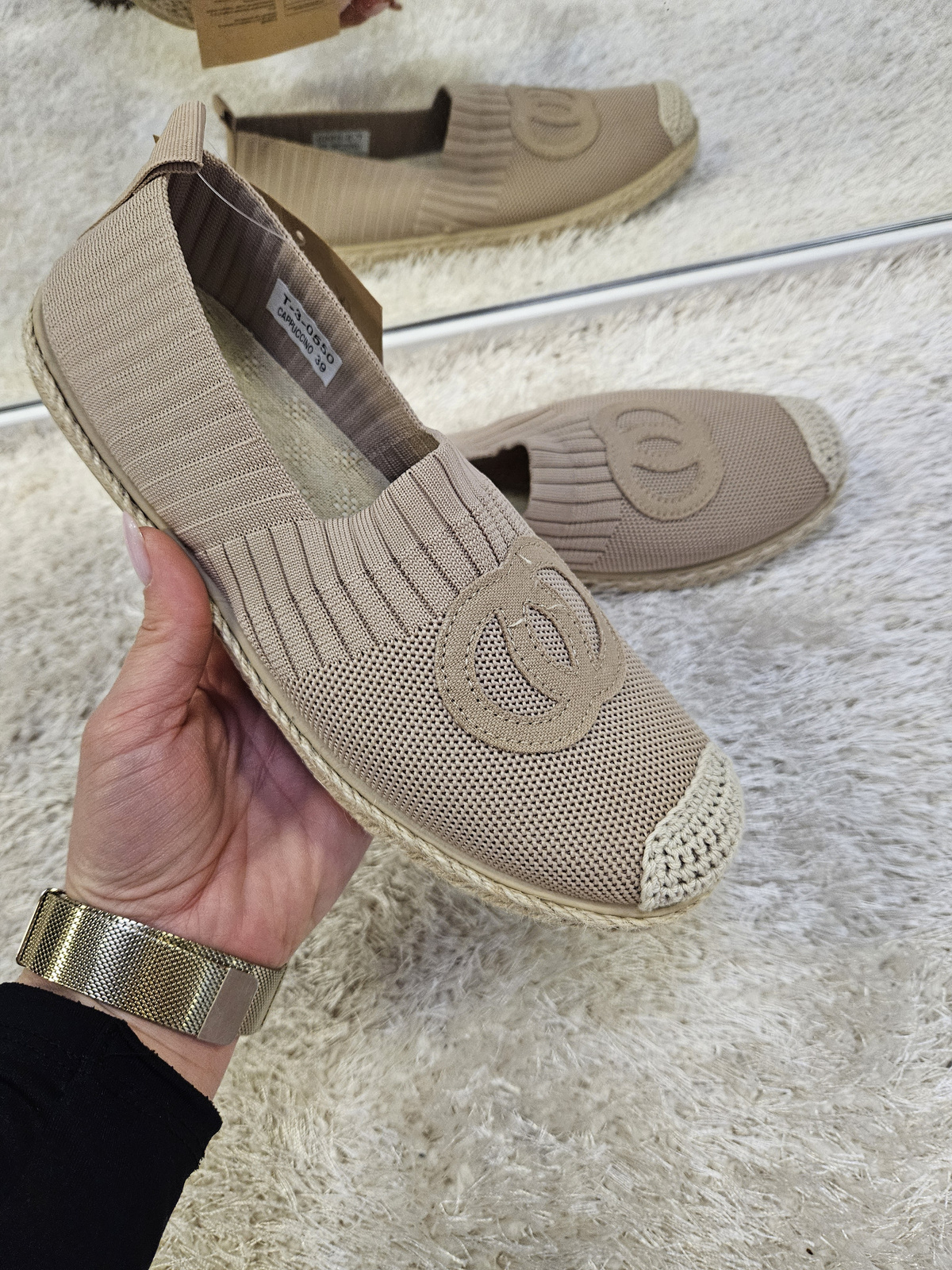 Damskie espadryle płaski obcas  jasny brązowy