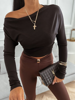 WISKOZOWA BLUZKA Z ODKRYTYM RAMIENIEM LAURA CZARNA