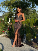 Elegancka  SUKIENKA MAXI PREMIUM Asha czekoladowy