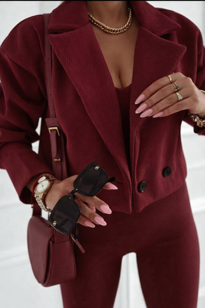 Kurtka Ida Oversize z guzikami - bordowy