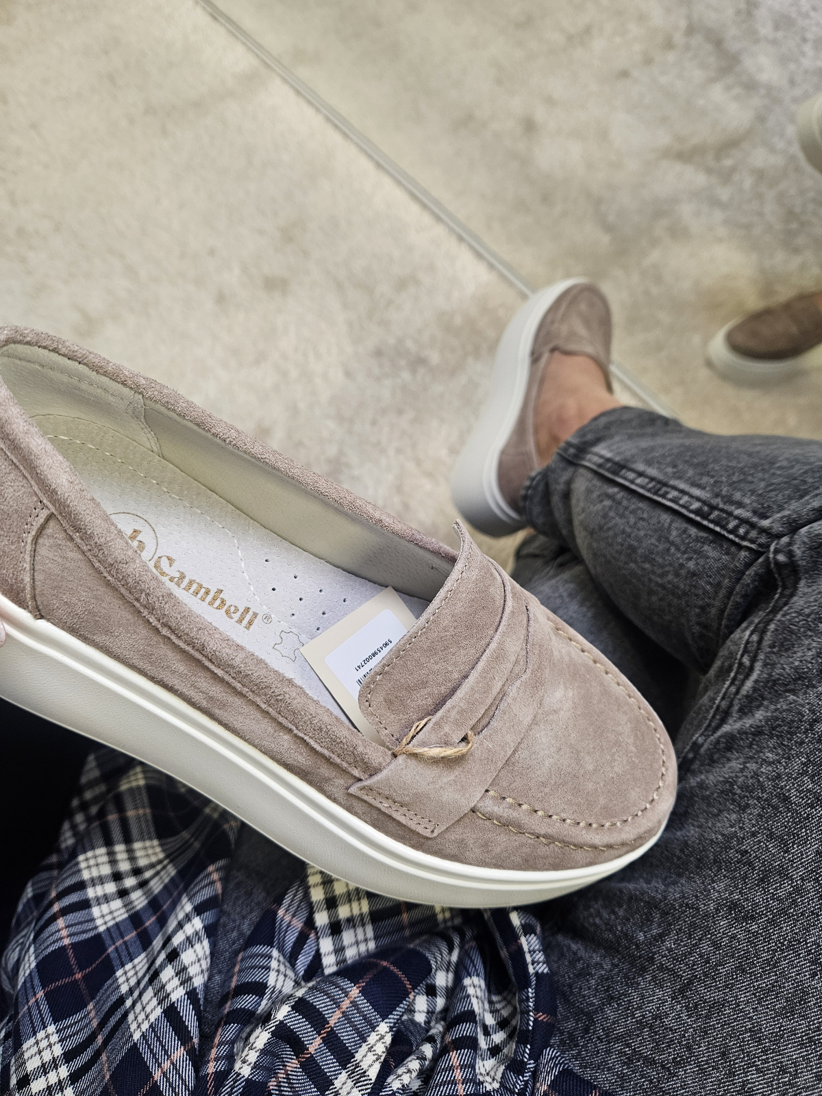 Mokasyny damskie na platformie ze skóry naturalnej beżowe