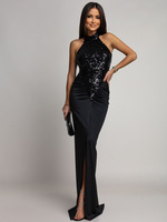 ELEGANCKA SUKIENKA MAXI Z CEKINAMI Iman CZARNA