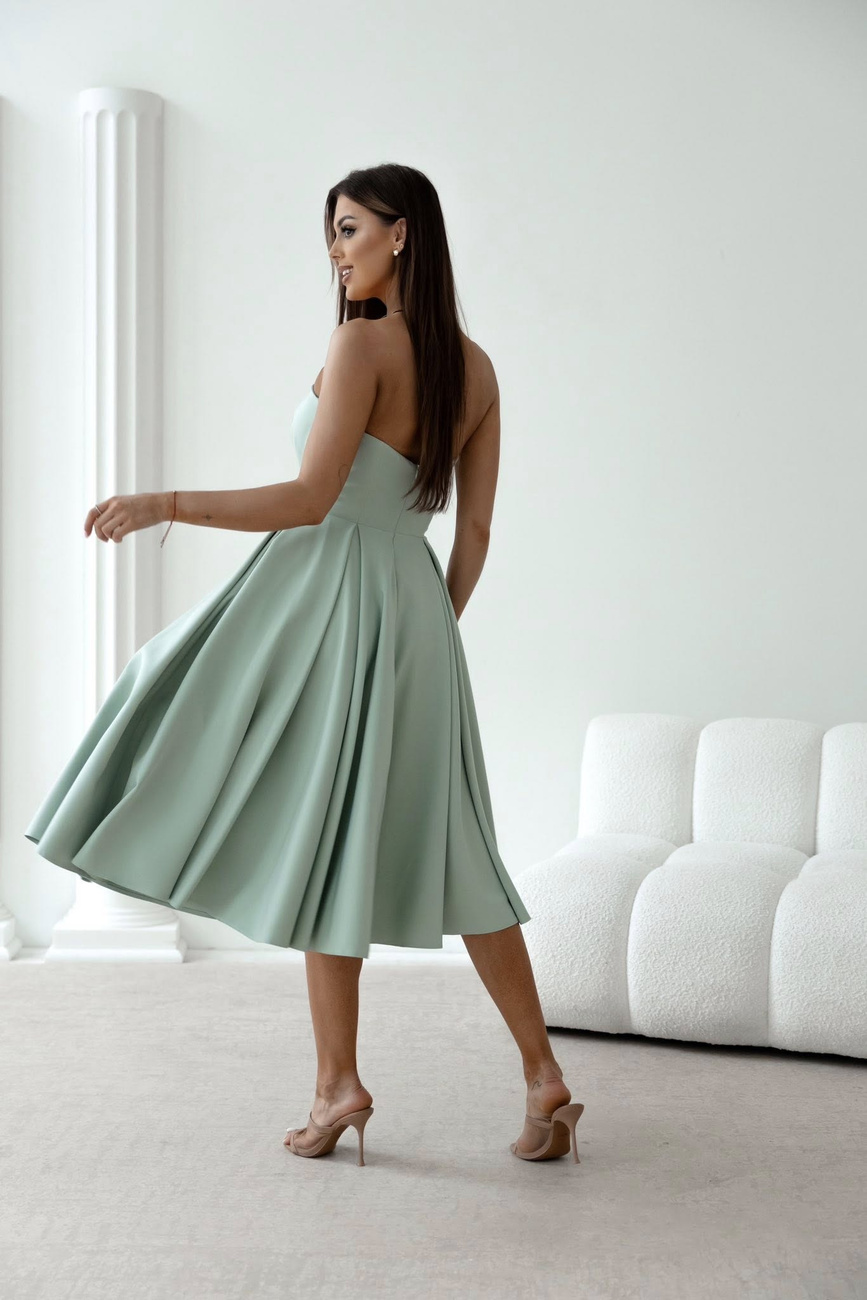 Elegancka gorsetowa midi Sukienka Anabel miętowa