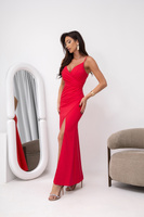 Elegancka dopasowama sukienka maxi Amira czerwony