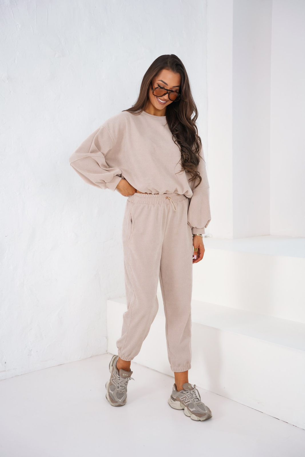 Komplet dresowy  2w1 PRĄŻKOWANY LION beżowy