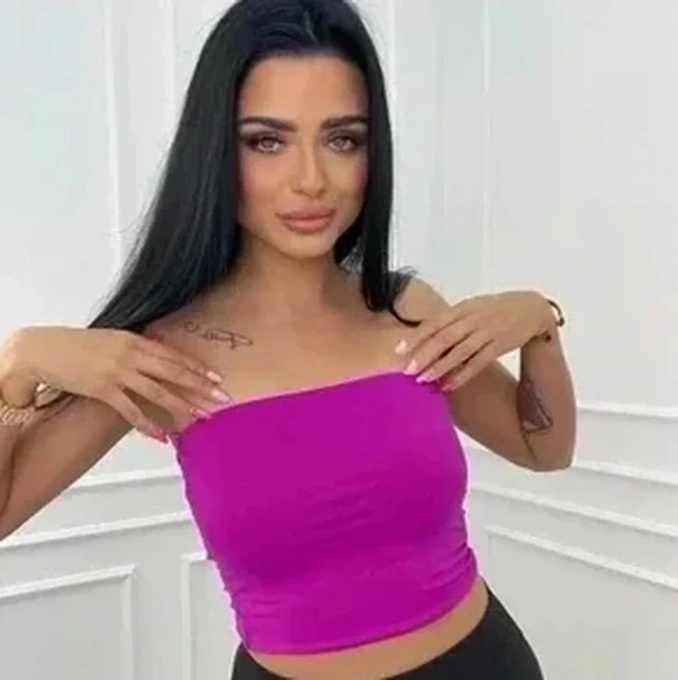 Top opaska damski elastyczny bez ramiączek crop top bandeau fuksja
