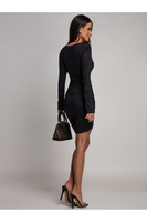 Dopasowana mini Sukienka z długim rękawem Charm czarny
