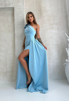 Elegancka Dopasowana Sukienka maxi Sukienka  Blue Grace błękitna