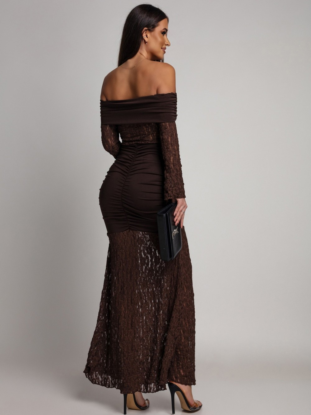 SUKIENKA MAXI HISZPANKA Z KORONKĄ Hannah czekoladowa