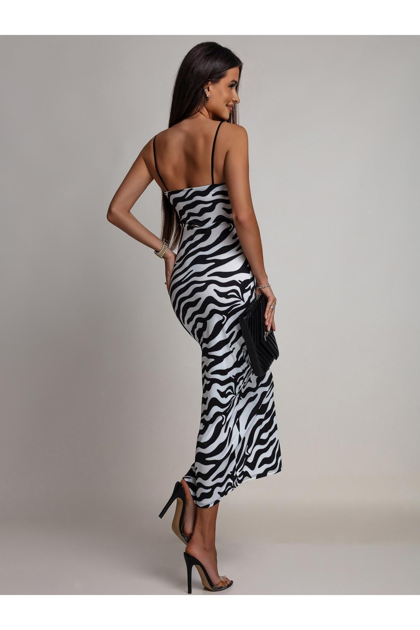 Sukienka midi na ramiączkach print - Zebra
