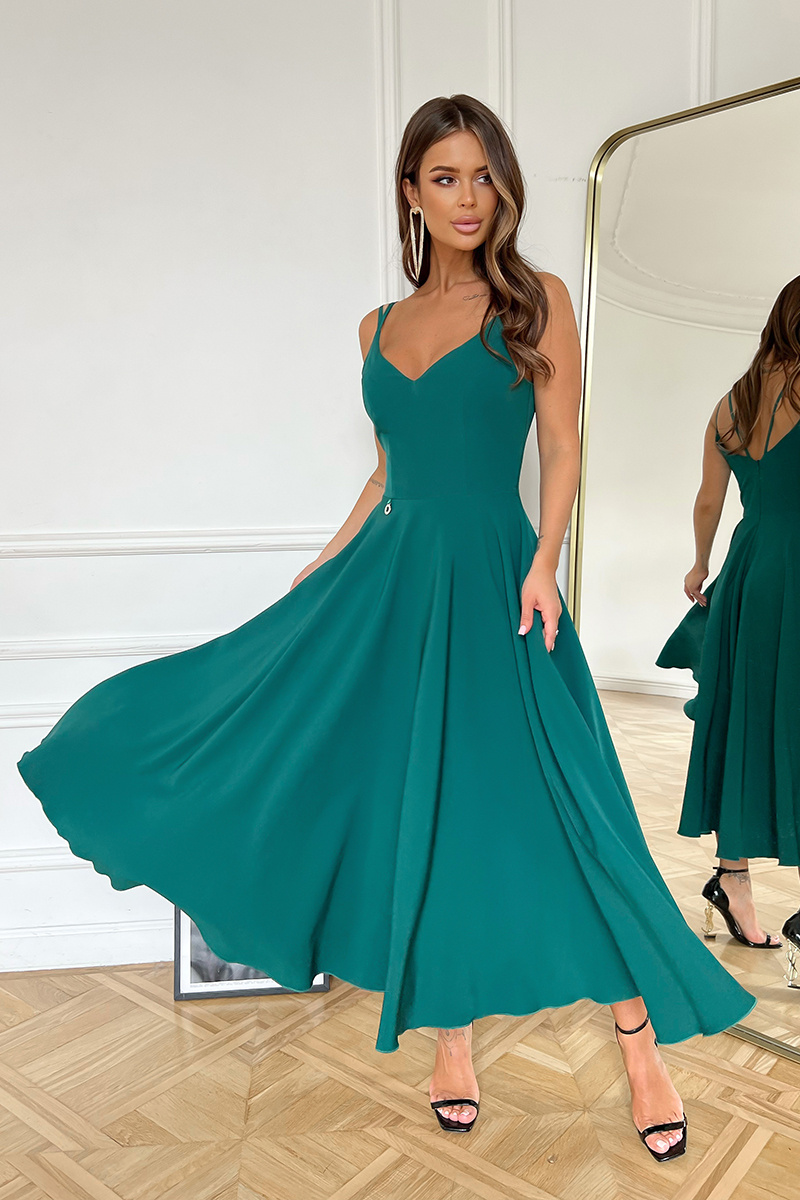 SUKIENKA MIDI NA RAMIĄCZKACH- zielony