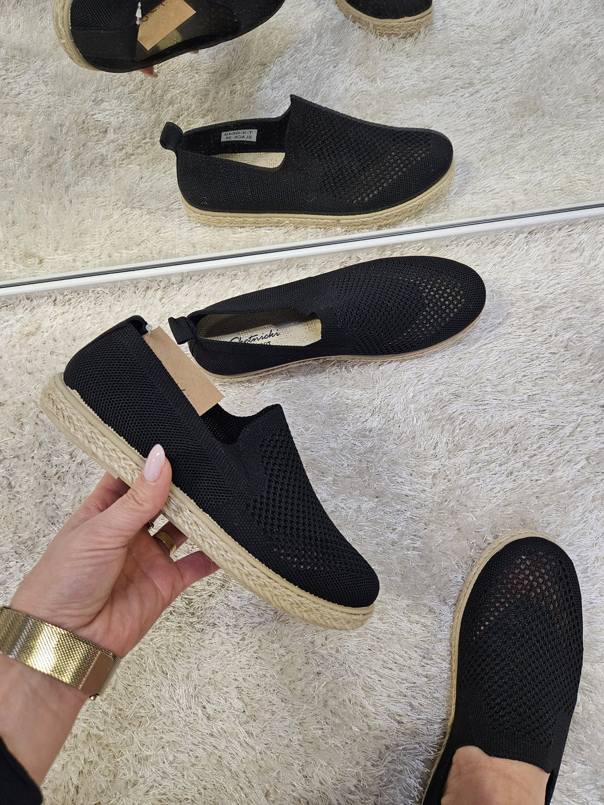 Damskie espadryle płaski obcas czarne 