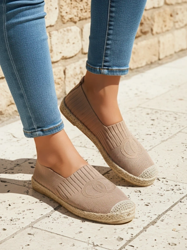 Damskie espadryle płaski obcas  jasny brązowy