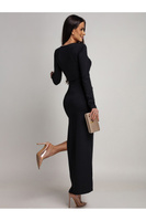ELEGANCKA SUKIENKA MAXI Z BIŻUTERYJNYM ZDOBIENIEM ELVI  CZARNA