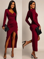 ELEGANCKA DOPASOWANA SUKIENKA MAXI Ashley bordowa