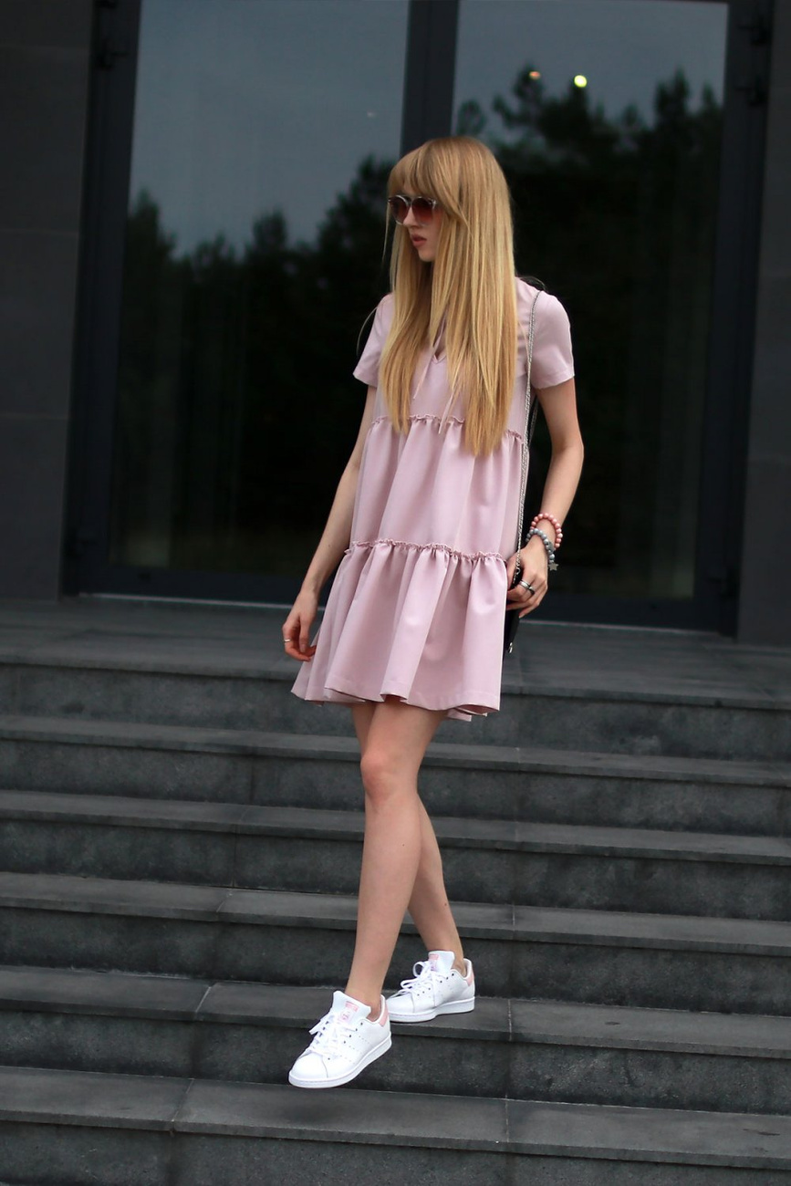  Pola Różowa Mini Sukienka Rozkloszowana Na Co Dzień Boho
