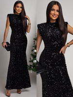 Elegancka Maxi Sukienka cekinowa Cavessa  czarny