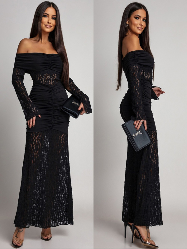 SUKIENKA MAXI HISZPANKA Z KORONKĄ Hannah CZARNA