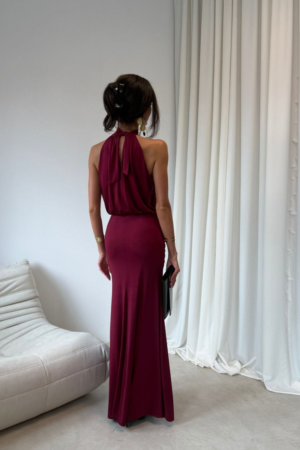 Maelis - sukienka maxi w kolorze bordowym