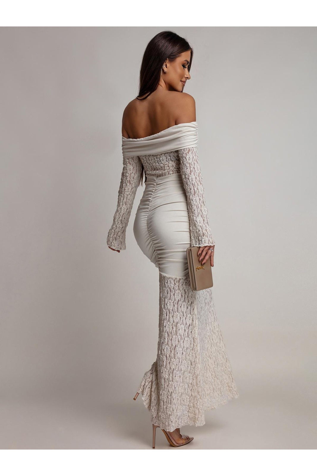 SUKIENKA MAXI HISZPANKA Z KORONKĄ Hannah beżowa