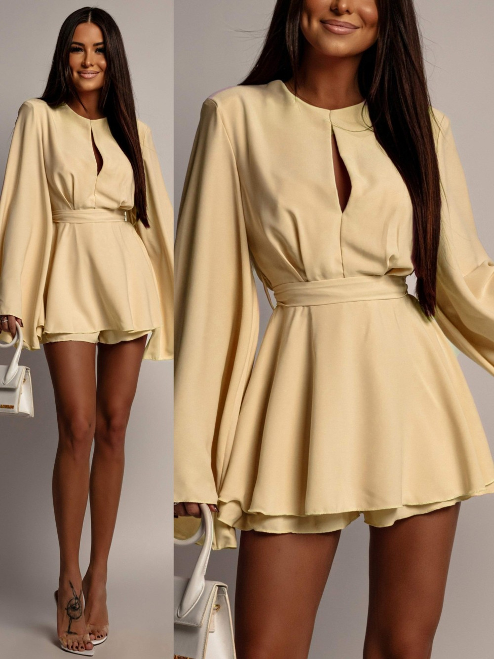 Elegancki kombinezon damski Elegant żółty