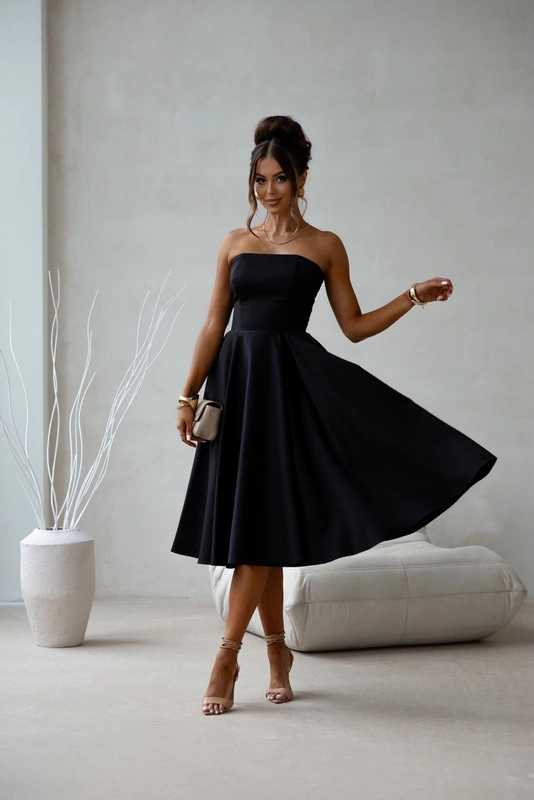 Elegancka gorsetowa midi Sukienka Anabel czarny