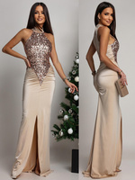 ELEGANCKA SUKIENKA MAXI Z CEKINAMI Iman  Złota