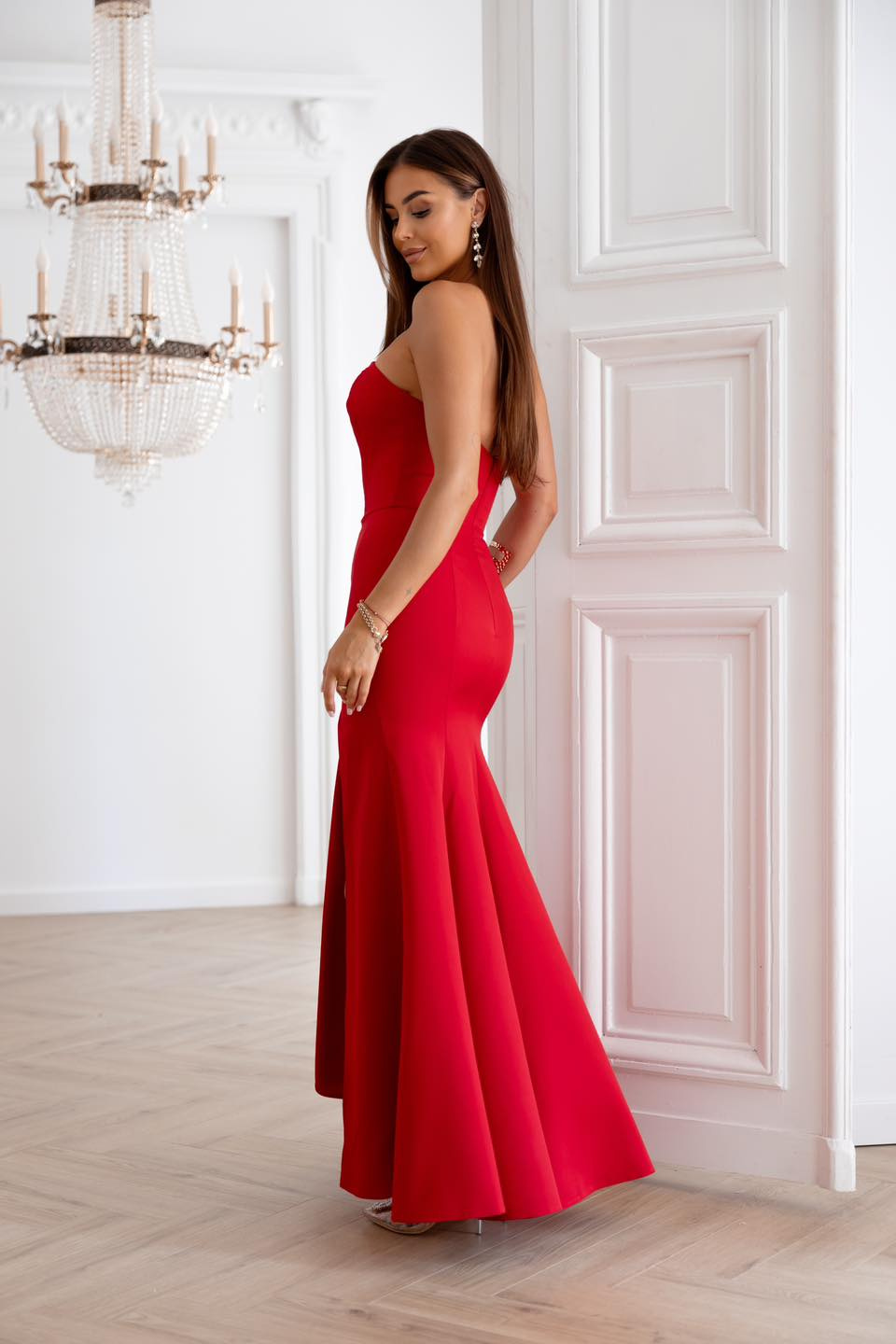 Elegancka Sukienka Maxi wieczorowa  MOLI czerwony