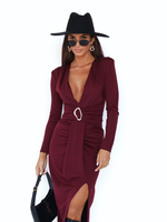 ELEGANCKA DOPASOWANA SUKIENKA MAXI Ava bordowa