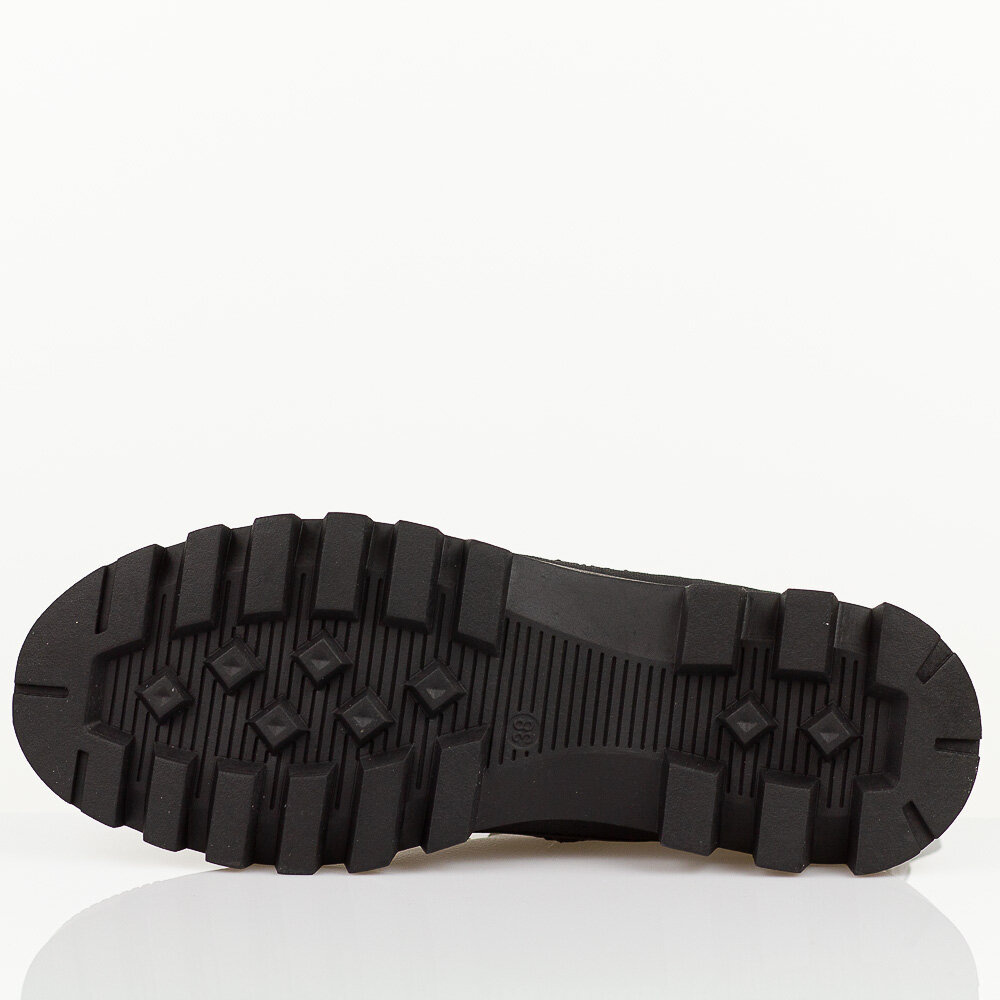 Botki damskie Czarne skórzane trzewiki ocieplane trapery - czarne