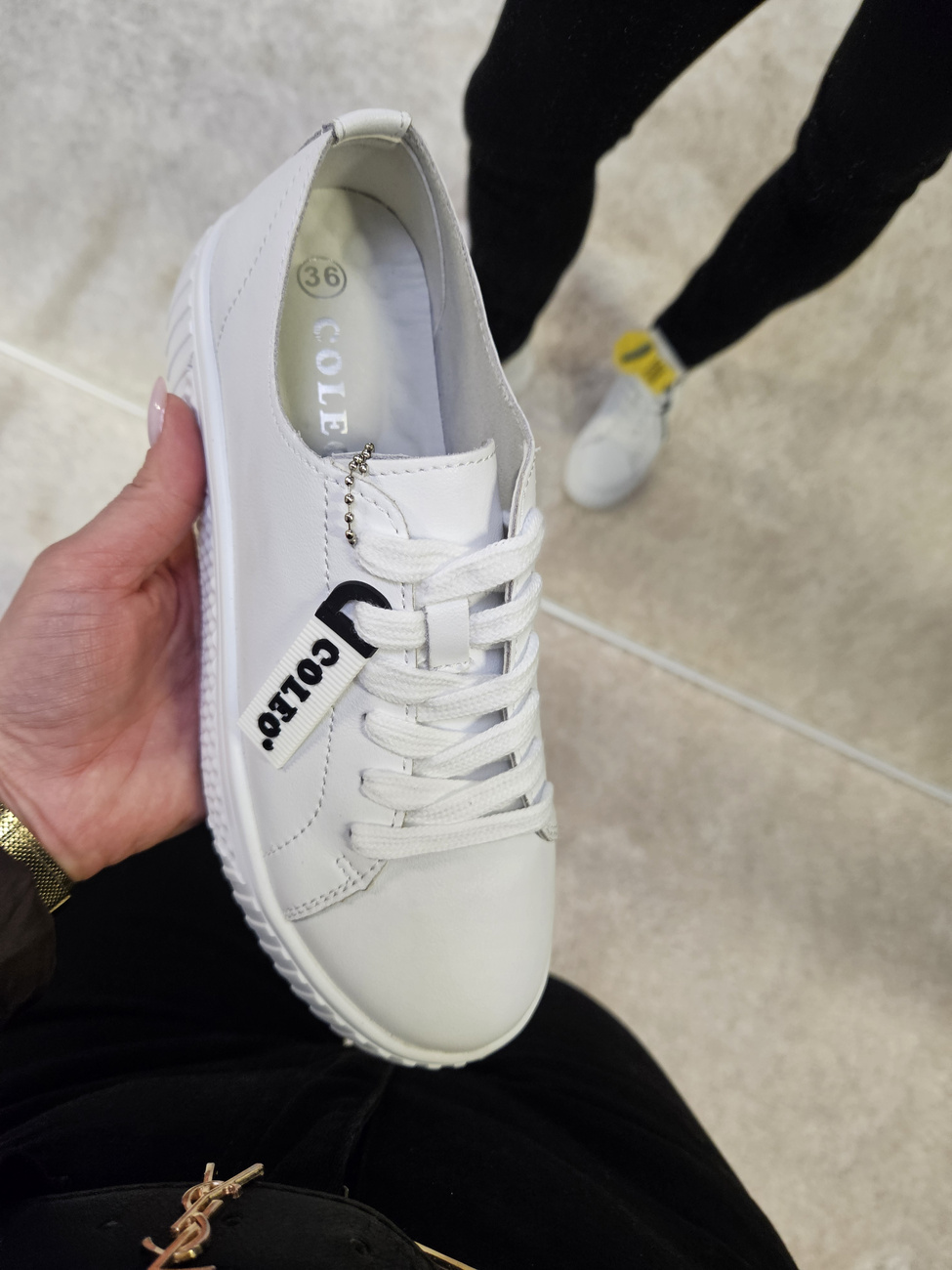 Skórzane  sneakersy półbuty damskie  na platformie białe