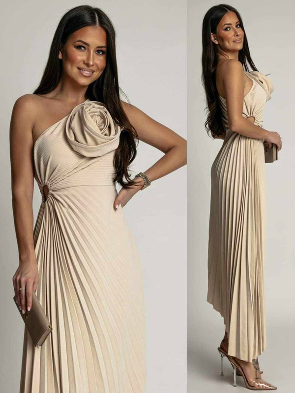 SUKIENKA PLISOWANA NA JEDNO RAMIĘ Rosalia- beżowy